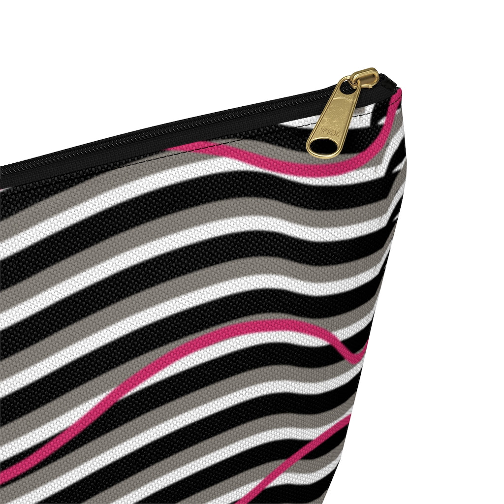 Pink Zebra Accessory Pouch w T-bottom