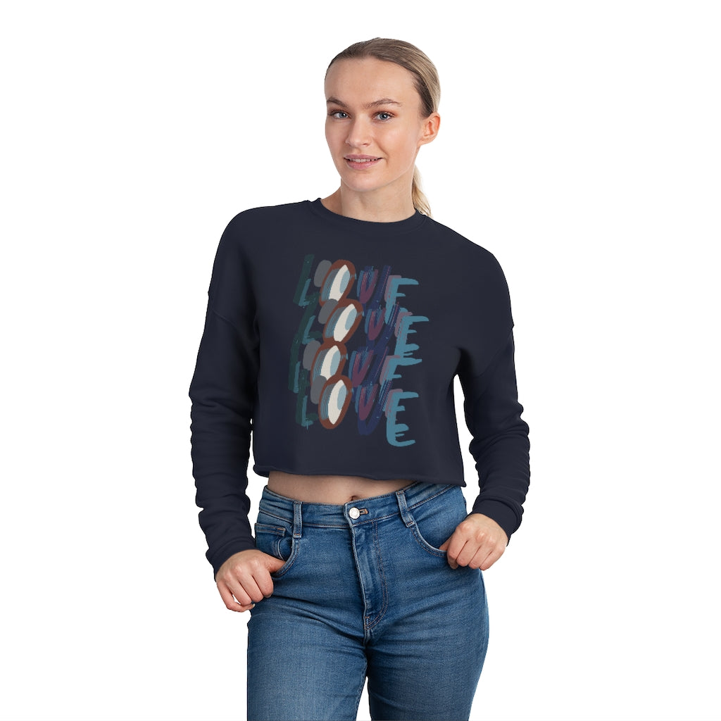 Love Abstract Cropped Graphic Sweatshirt