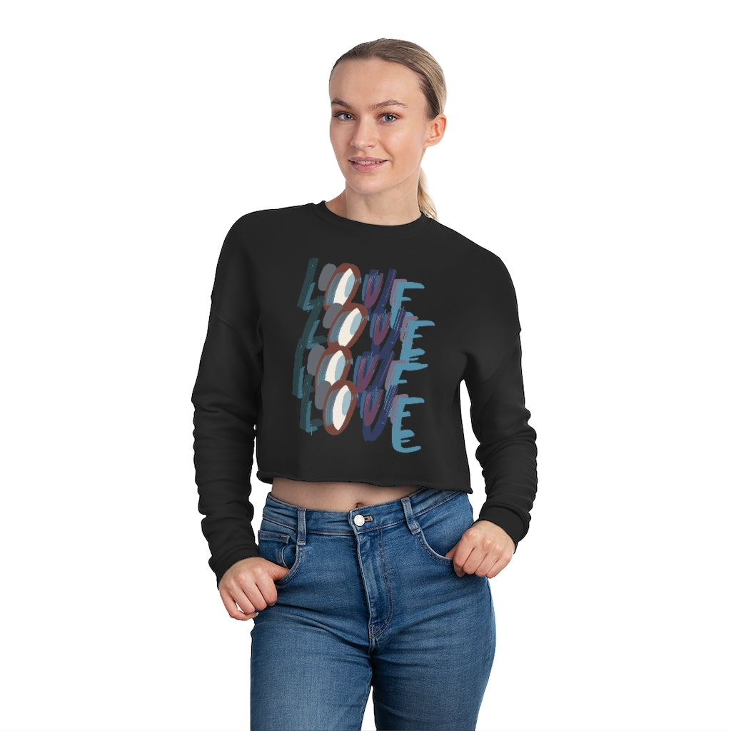 Love Abstract Cropped Graphic Sweatshirt