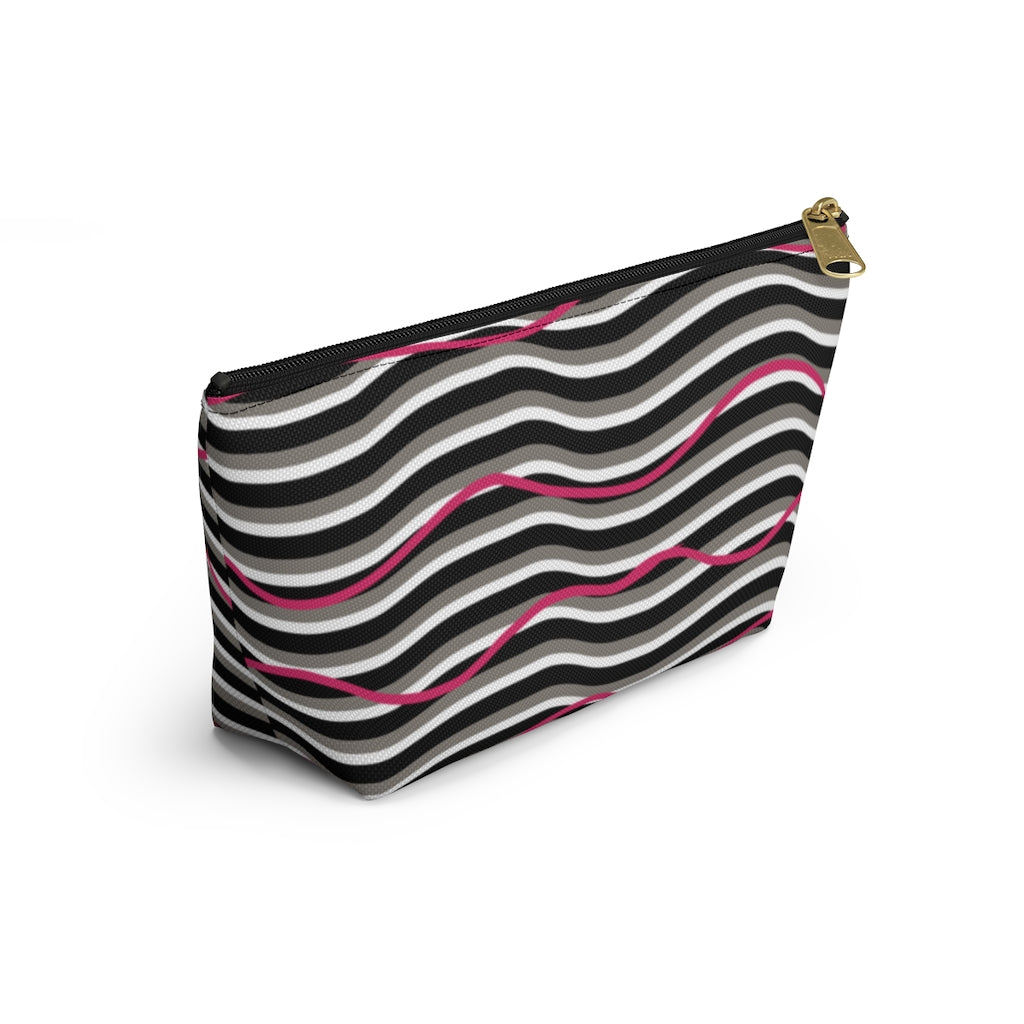 Pink Zebra Accessory Pouch w T-bottom