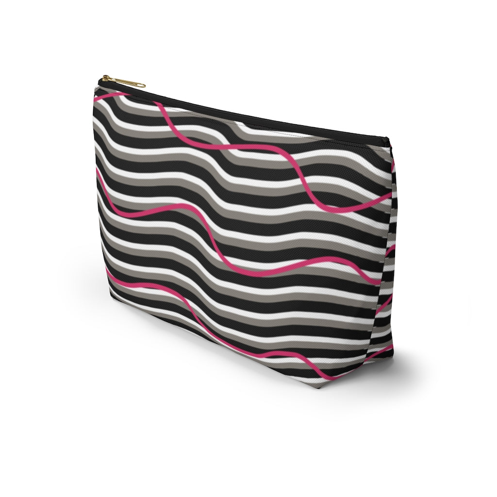 Pink Zebra Accessory Pouch w T-bottom