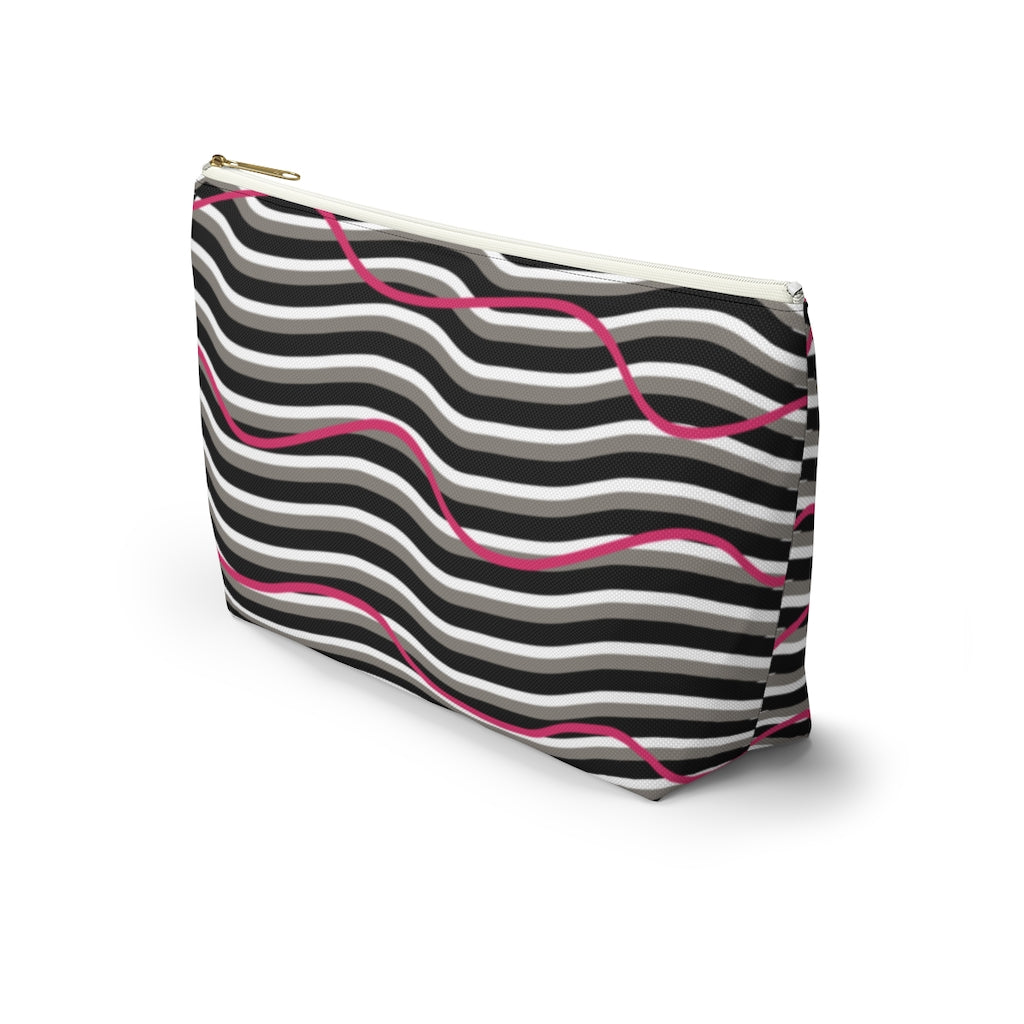 Pink Zebra Accessory Pouch w T-bottom
