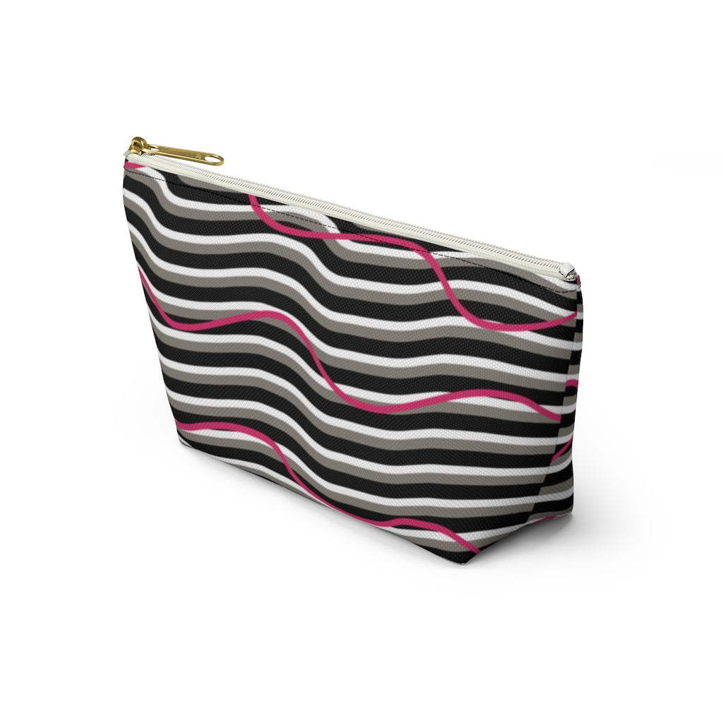 Pink Zebra Accessory Pouch w T-bottom