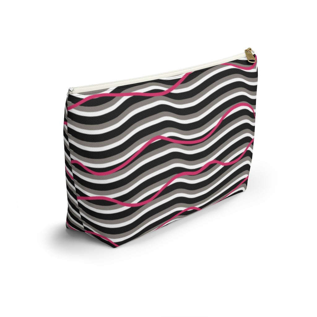 Pink Zebra Accessory Pouch w T-bottom