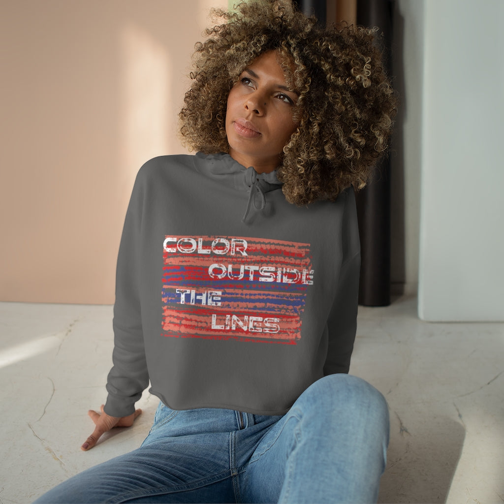 Color lines Crop Graphic Hoodie