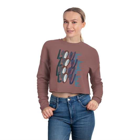 Love Abstract Cropped Graphic Sweatshirt